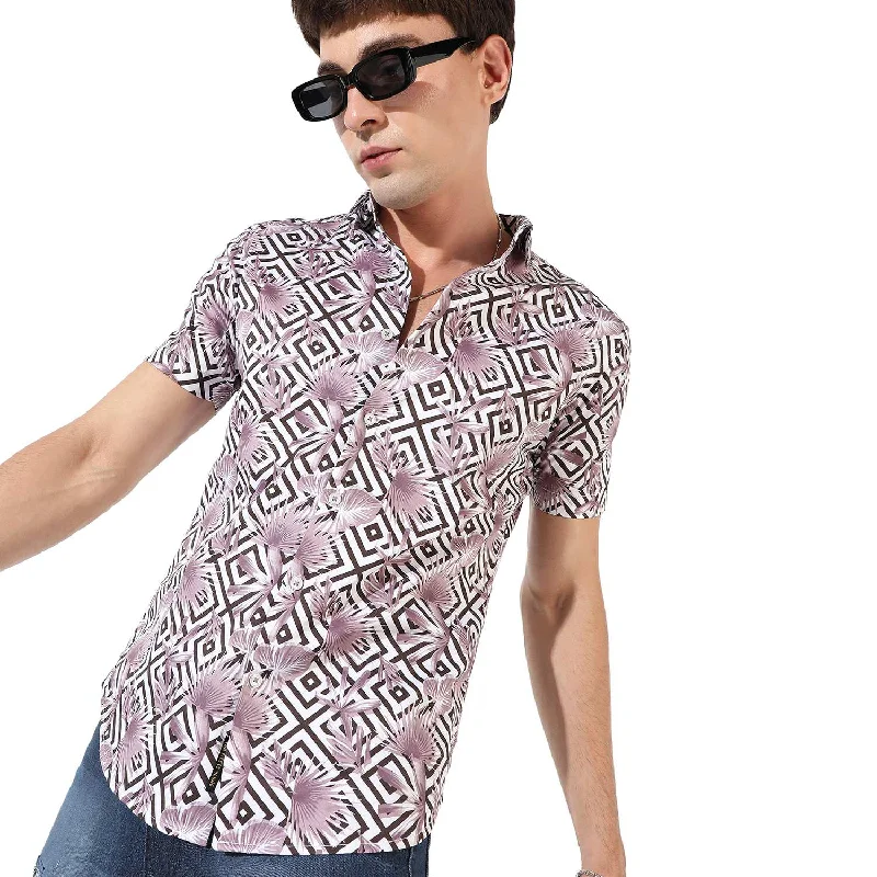 slim-fit shirts for men -Men's Printed Casual Shirt