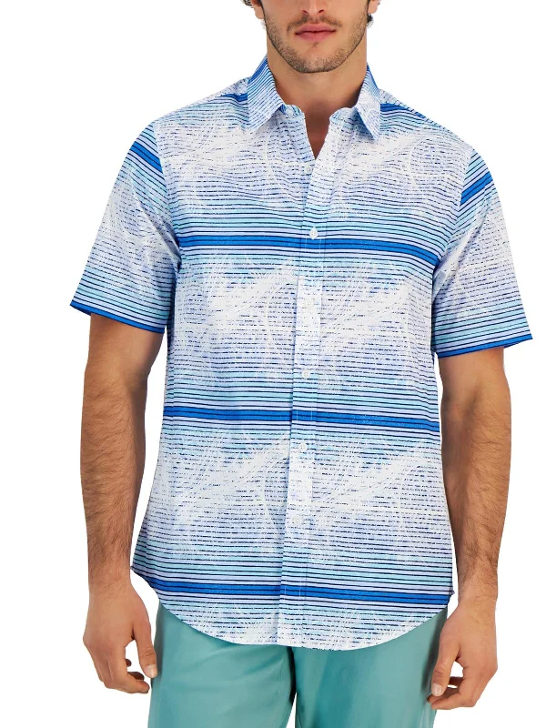 men's luxury shirts -Mens Printed Stretch Button-Down Shirt