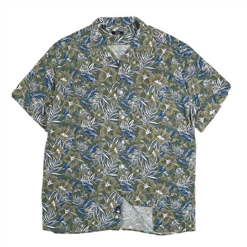 stylish button-down shirts for men -Men's Rosseau Button Up Shirt In Green Jungle