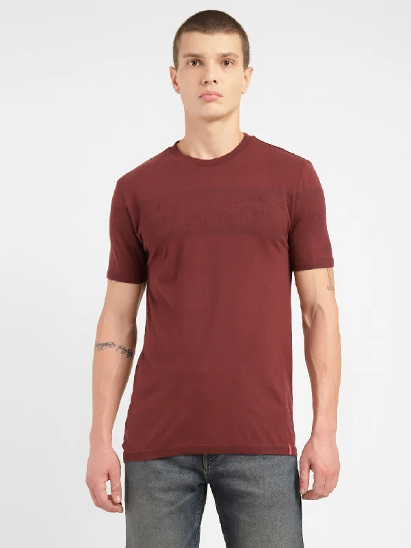 cotton t-shirts for men -Men's Solid Crew Neck T-shirt Maroon