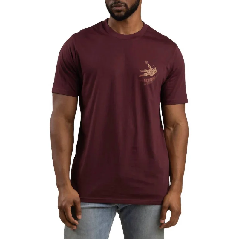 men's printed logo t-shirts -Men's To Space T-Shirt In Burgundy