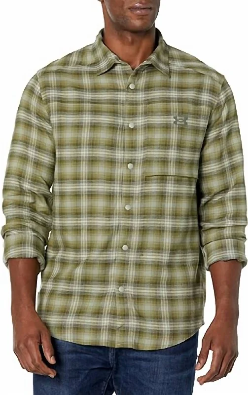 men's casual plaid shirts -Men's Tradesman Flex Flannel Long Sleeve Shirt In Grove Green/colorado Sage