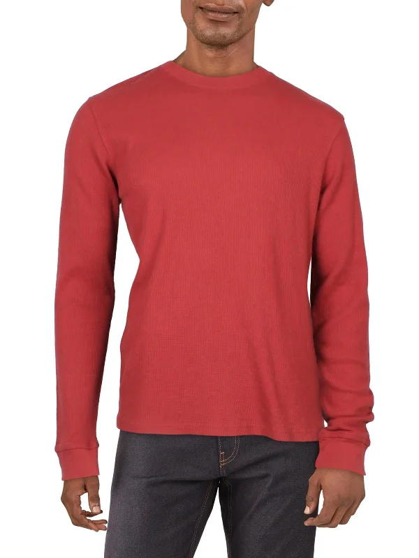 men's classic fit shirts -Mens Waffle Knit Crewneck Thermal Shirt