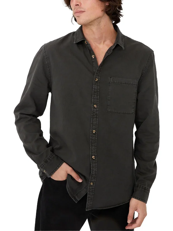 men's light-weight shirts -Mens Woven Long Sleeves Button-Down Shirt