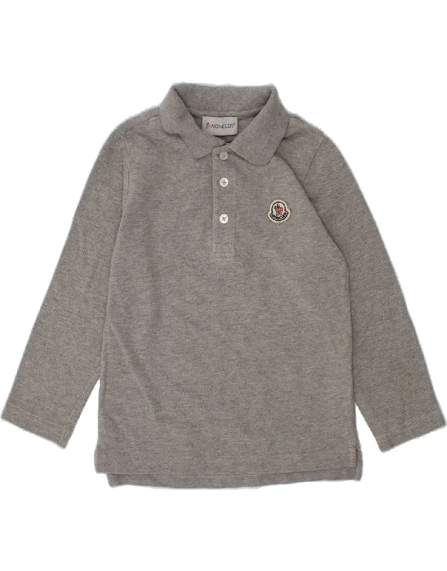 men's striped cotton polo shirts -MONCLER Boys Long Sleeve Polo Shirt 2-3 Years Grey