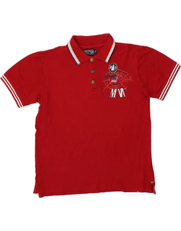 embroidered logo polo shirts for men -MURPHY & NYE Boys Polo Shirt 15-16 Years Red Cotton