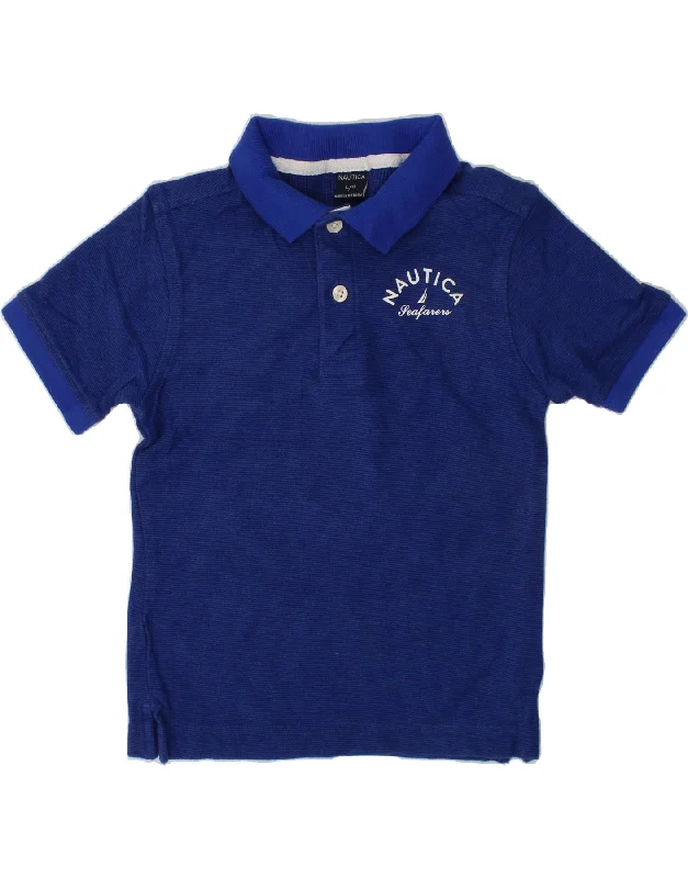 fitted polo shirts for men -NAUTICA Boys Graphic Polo Shirt 6-7 Years Navy Blue Cotton