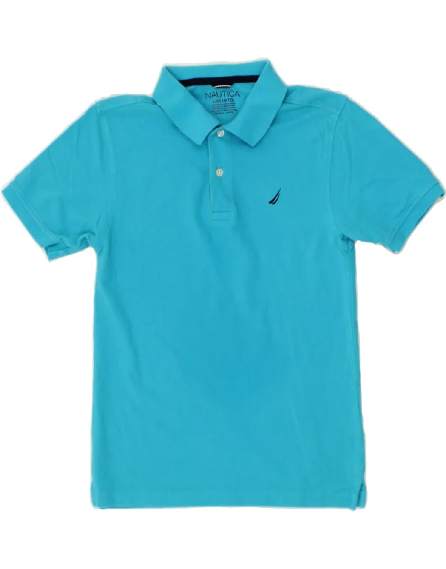 men's athletic fit polo shirts -NAUTICA Boys Polo Shirt 14-15 Years Large  Blue Cotton