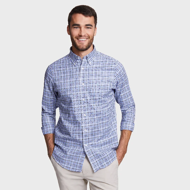 slim-fit shirts for men -Nautica Classic Fit Shirt In Marine Blue Plaid