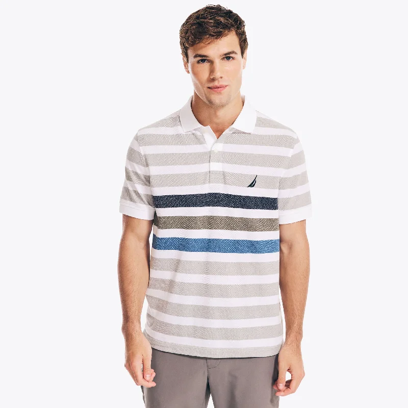 men's sports polo shirts for men -Nautica Mens Classic Fit Striped Jaspe Pique Polo