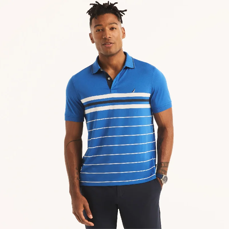 classic fit polo shirts for men -Nautica Mens Navtech Sustainably Crafted Classic Fit Striped Polo