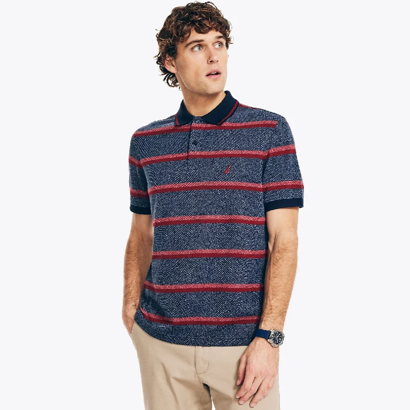 vibrant long sleeve polo shirts -Nautica Mens Sustainably Crafted Classic Fit Striped Polo