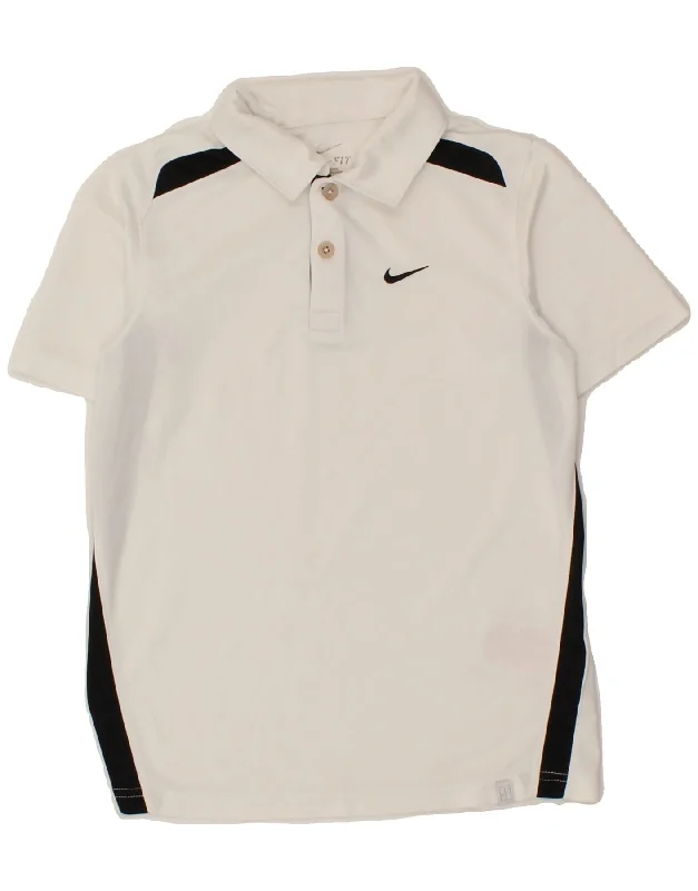 men's polo shirts for golf tournaments -NIKE Boys Dri Fit Polo Shirt 8-9 Years Small White Polyester