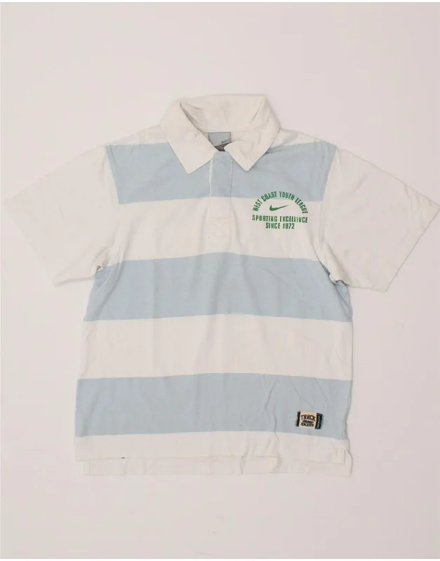 stylish long sleeve polo shirts -NIKE Boys Graphic Rugby Polo Shirt 9-10 Years Small White Striped