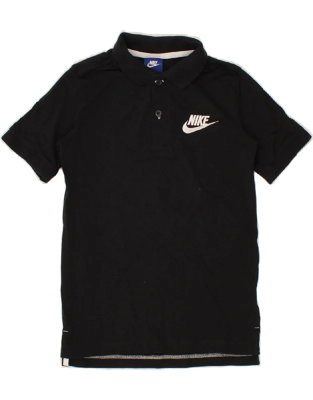 men's long-sleeve polo shirts -NIKE Boys Polo Shirt 10-11 Years Medium Black