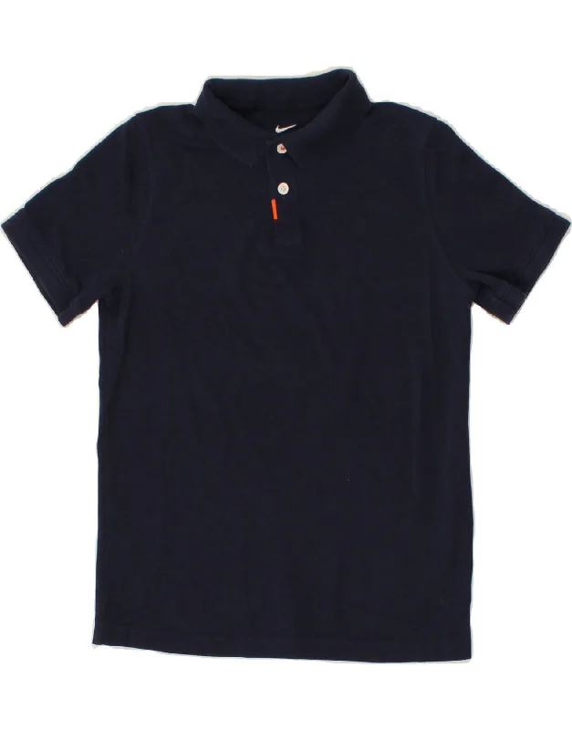 slim fit pique polo shirts for men -NIKE Boys Polo Shirt 10-11 Years Medium  Navy Blue Cotton