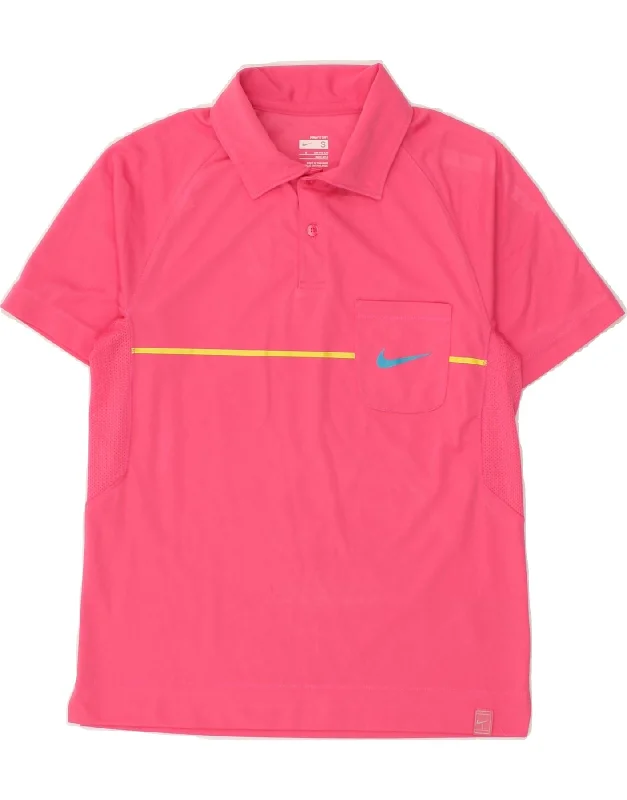 men's golf-style polo shirts -NIKE Boys Polo Shirt 8-9 Years Small Pink Polyester