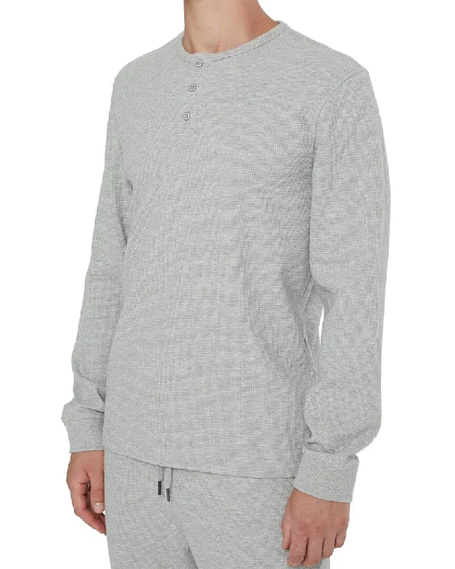 men's slim-fit button-down shirts -Onia Long Sleeve Waffle Henley