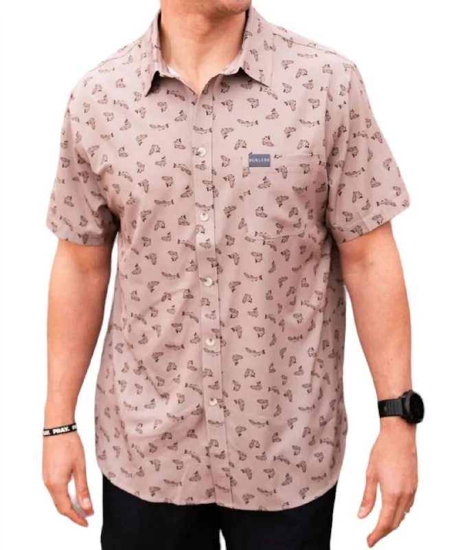 men's button-up shirts with patterns -Performance Button Up Shirt In All Over Fish