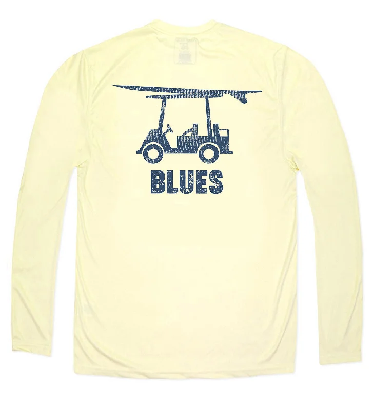 men's soft cotton t-shirts -Performance Long Sleeve Blues Logo T-Shirt - Yellow