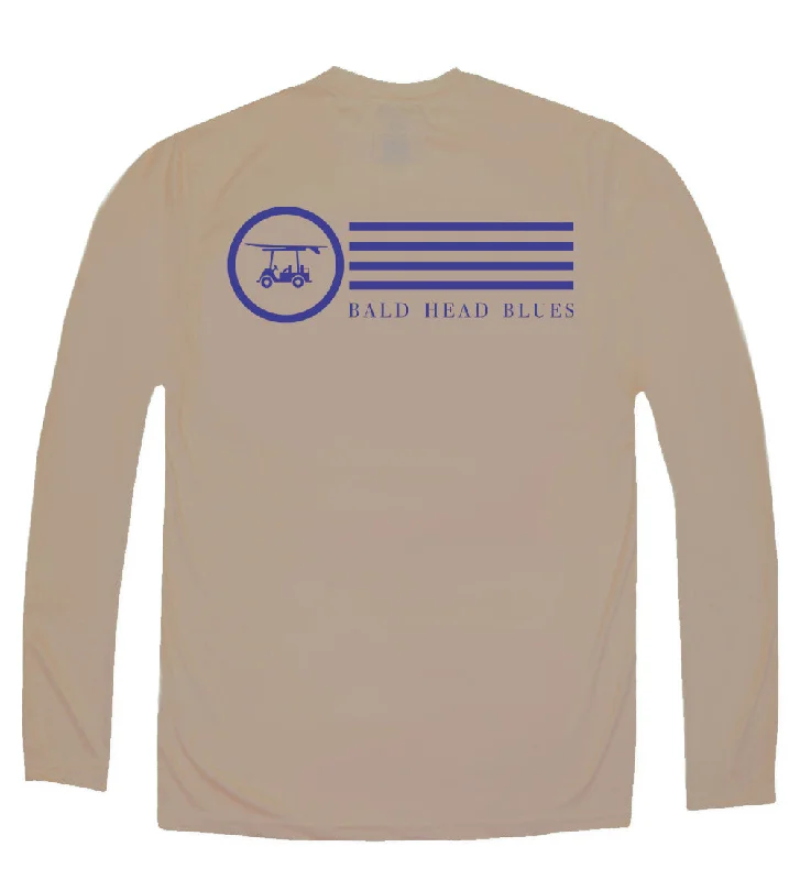 performance t-shirts for men -Performance Long Sleeve Circle w/ Stripes T-Shirt - Tan