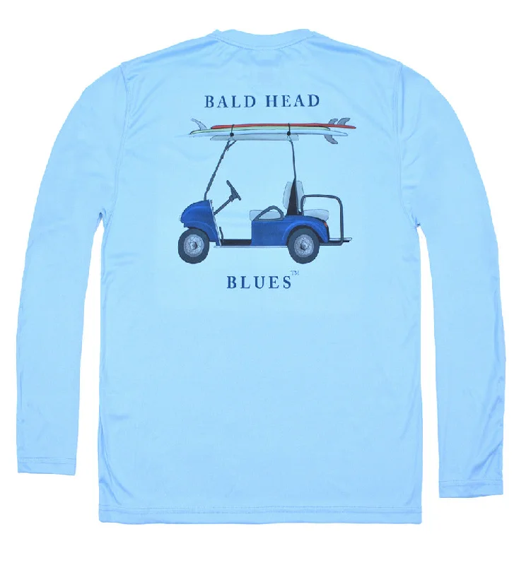 classic fit t-shirts for men -Performance Long Sleeve Golf Cart T-Shirt - Columbian Blue