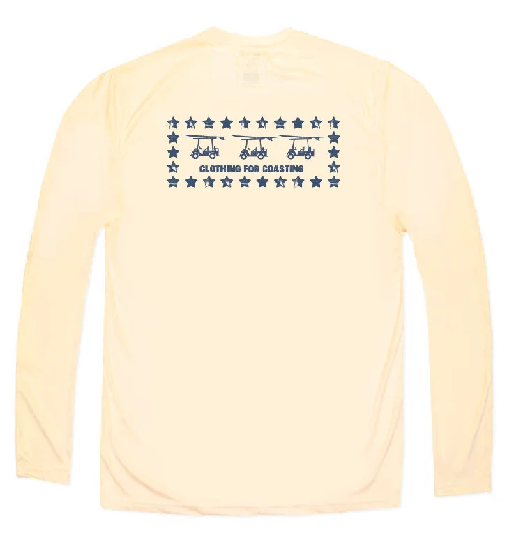 men's summer graphic tees -Performance Long Sleeve Stars Logo T-Shirt - Sandbar