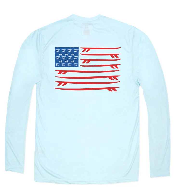 men's summer t-shirts with prints -Performance Long Sleeve Surfboard T-Shirt - Arctic