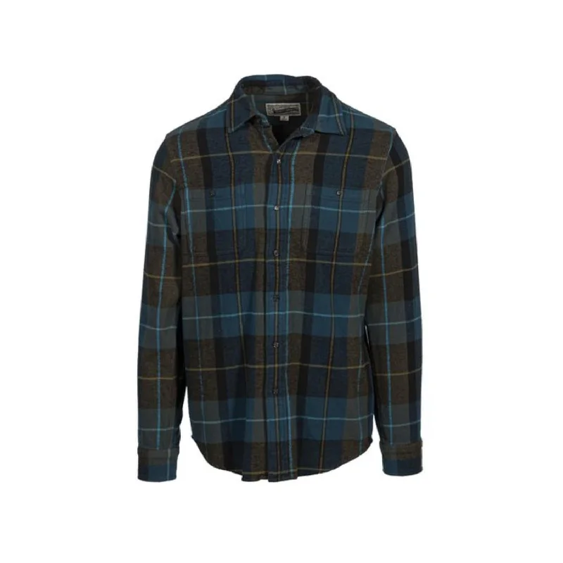 men's button-up shirts with patterns -Plaid Cotton Flannel Shirt In Blue/green