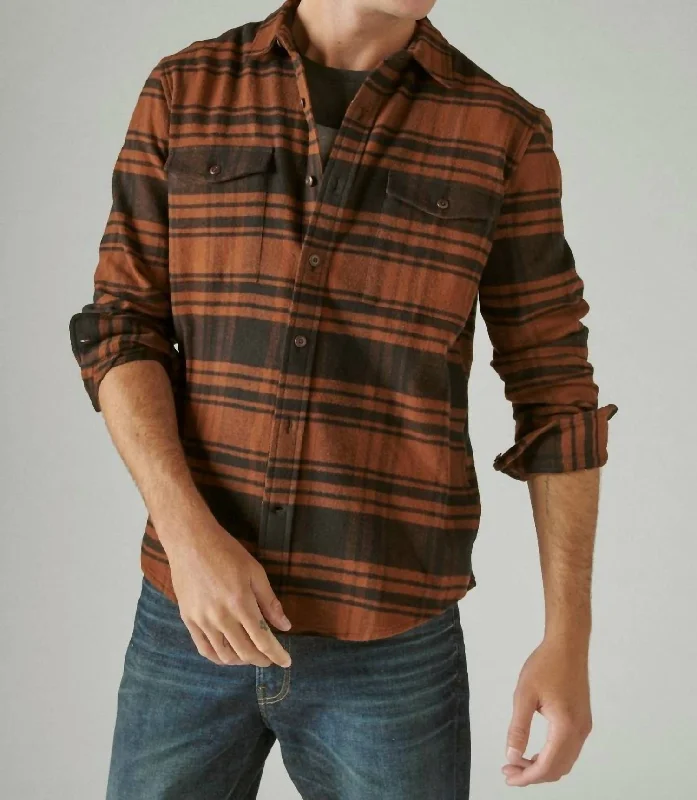 men's high-performance shirts -Plaid Workwear Clould Flannel In Brown