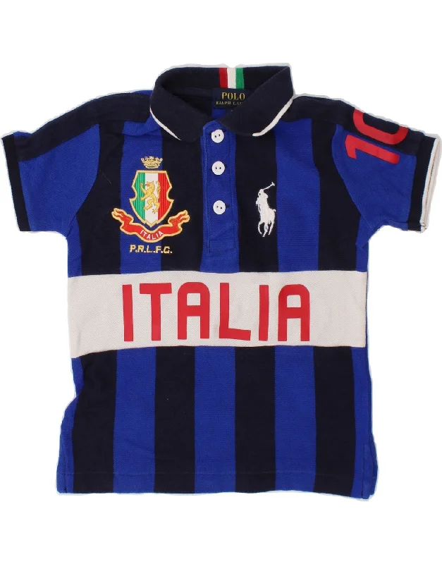 men's long-sleeve polo shirts -POLO RALPH LAUREN Baby Boys Italia Graphic Polo Shirt 18-24 Months Blue