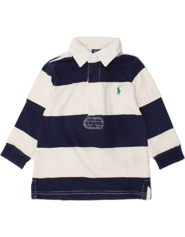 men's short-sleeve polo shirts -POLO RALPH LAUREN Baby Boys Long Sleeve Rugby Polo Shirt 18-24 Months Blue