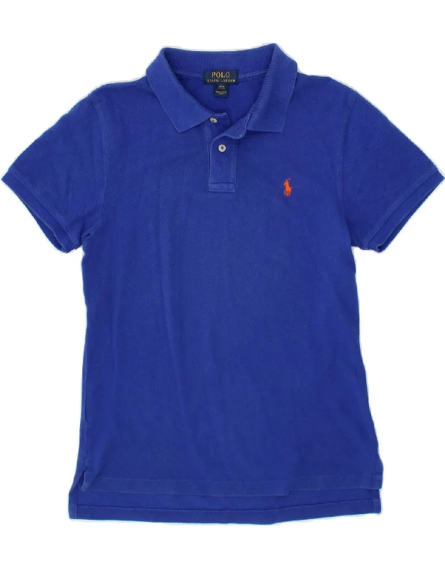 men's durable cotton polo shirts -POLO RALPH LAUREN Boys Custom Fit Polo Shirt 14-15 Years Large Navy Blue