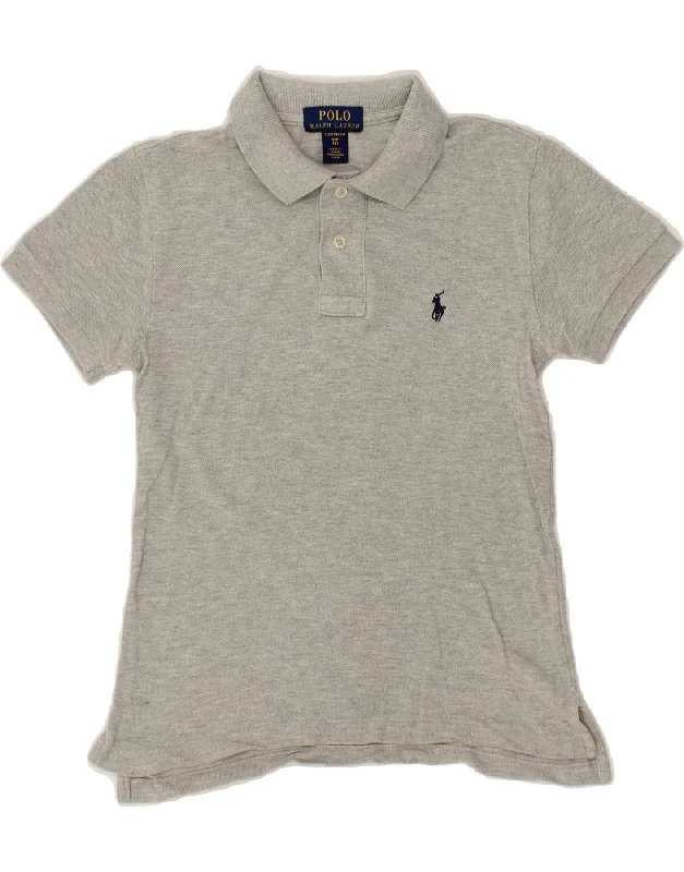 men's stylish sport polo shirts -POLO RALPH LAUREN Boys Custom Fit Polo Shirt 7-8 Years Small  Grey Cotton