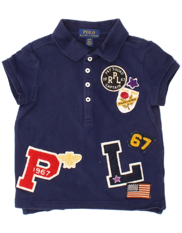 casual golf polo shirts for men -POLO RALPH LAUREN Boys Graphic Polo Shirt 3-4 Years Navy Blue Cotton