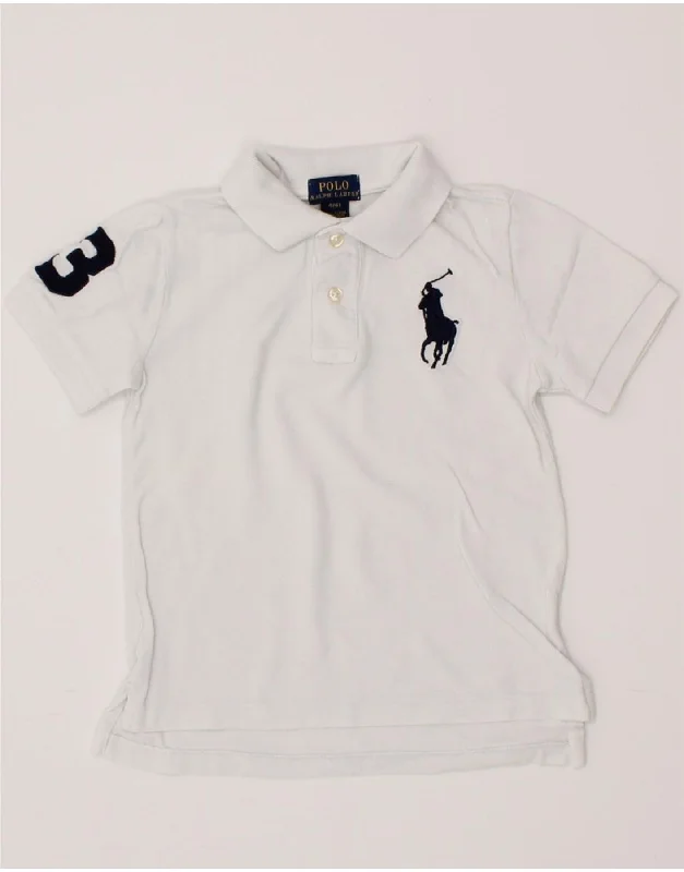 men's cotton blend polo shirts -POLO RALPH LAUREN Boys Graphic Polo Shirt 3-4 Years White