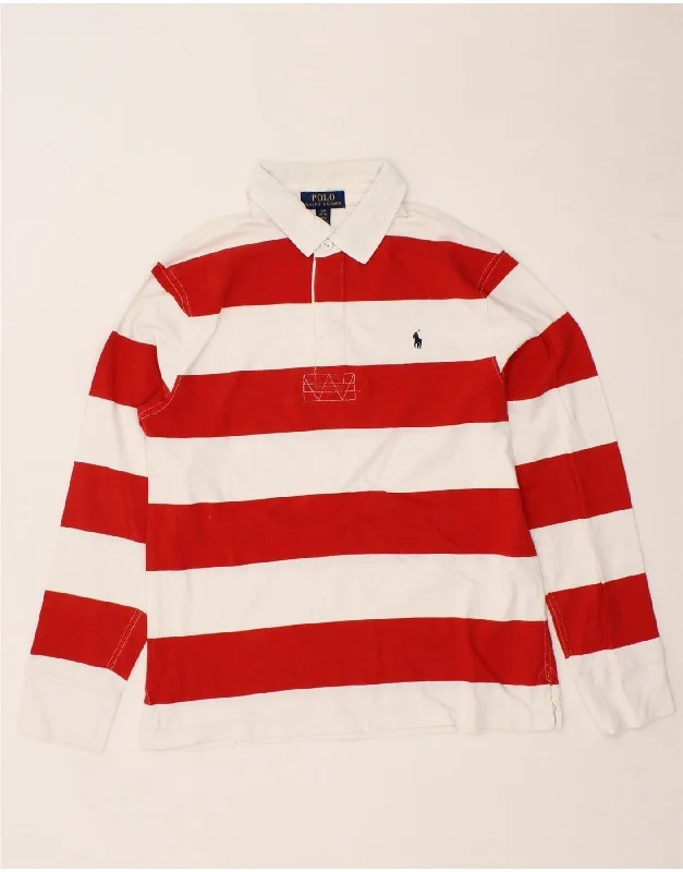 men's polo shirts with logos -POLO RALPH LAUREN Boys Long Sleeve Polo Shirt 15-16 Years Large Red