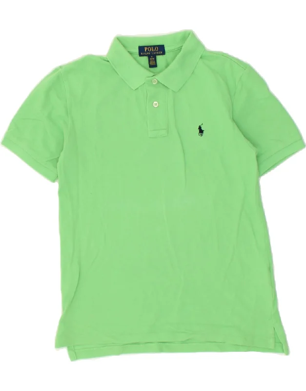 soft-touch polo shirts for men -POLO RALPH LAUREN Boys Polo Shirt 10-11 Years Medium Green Cotton