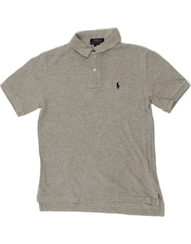 men's striped polo shirts -POLO RALPH LAUREN Boys Polo Shirt 10-11 Years Medium Grey Cotton