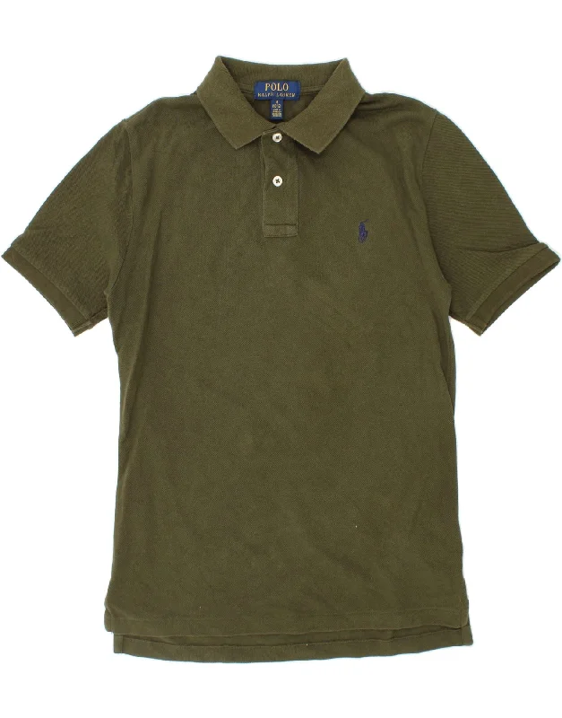 fitted polo shirts for outdoor sports -POLO RALPH LAUREN Boys Polo Shirt 10-11 Years Medium Khaki Cotton