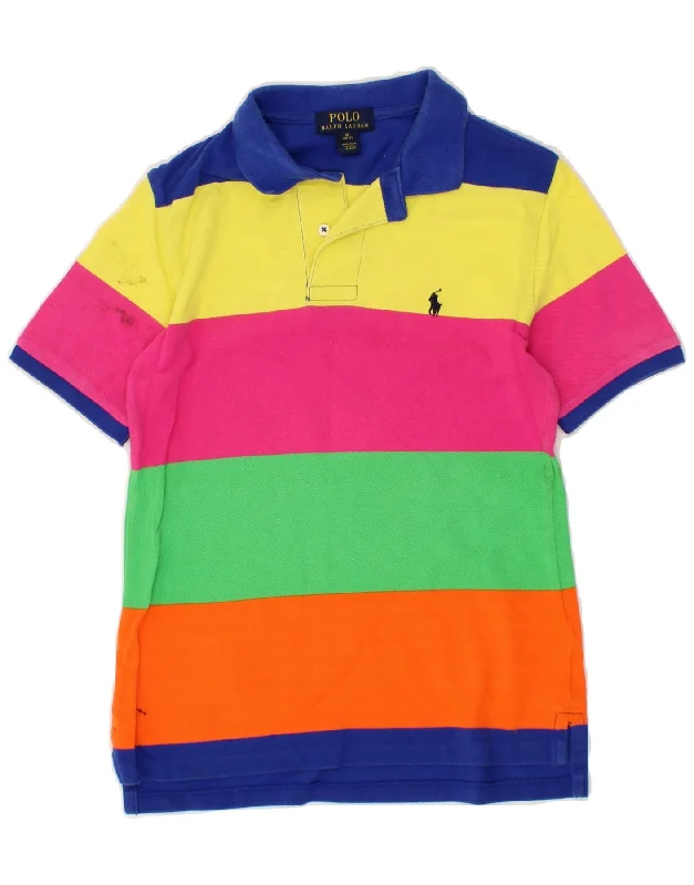 men's basic polo shirts -POLO RALPH LAUREN Boys Polo Shirt 10-11 Years Medium Multicoloured Striped