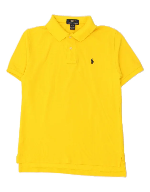 men's classic fit cotton polo shirts -POLO RALPH LAUREN Boys Polo Shirt 10-11 Years Medium Yellow Cotton