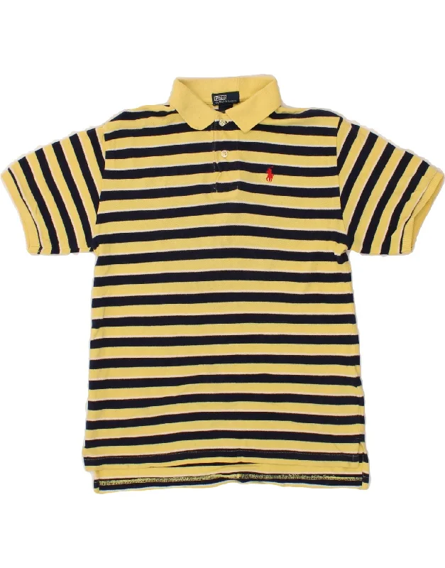 men's classic striped polo shirts -POLO RALPH LAUREN Boys Polo Shirt 12-13 Years Medium  Yellow Striped