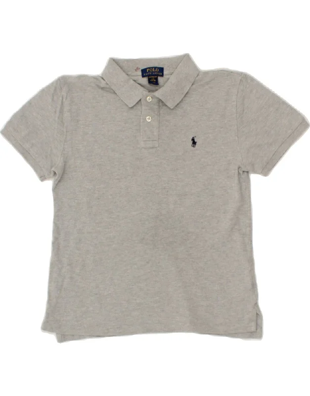 men's cotton blend polo shirts -POLO RALPH LAUREN Boys Polo Shirt 14-15 Years Large  Grey Cotton