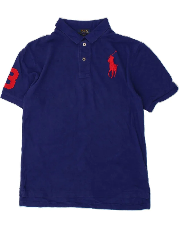 vibrant polo shirts for men -POLO RALPH LAUREN Boys Polo Shirt 14-15 Years Large  Navy Blue Cotton