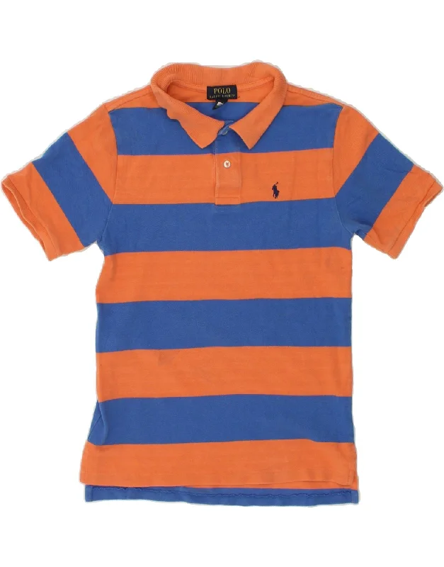 men's casual polo shirts for work -POLO RALPH LAUREN Boys Polo Shirt 14-15 Years Large Orange Striped