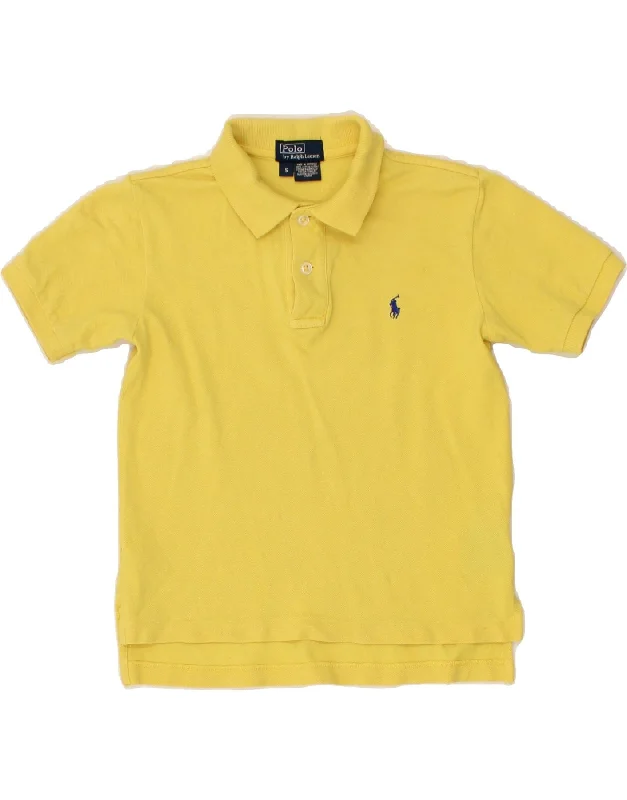 men's long-sleeve polo shirts -POLO RALPH LAUREN Boys Polo Shirt 4-5 Years Yellow Cotton