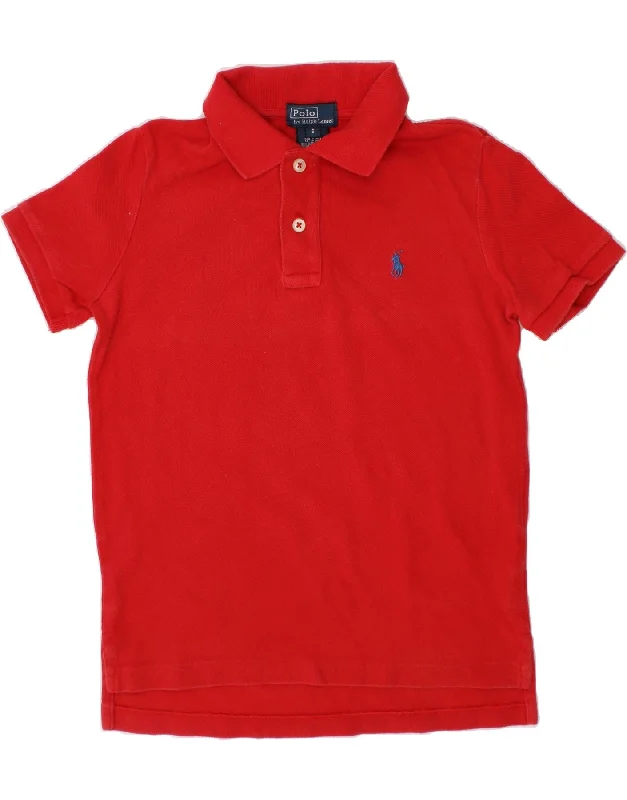 men's vintage polo shirts -POLO RALPH LAUREN Boys Polo Shirt 5-6 Years Red Cotton