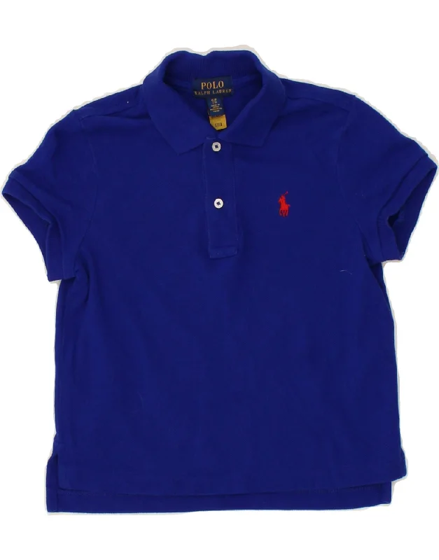 men's casual pique polo shirts -POLO RALPH LAUREN Boys Polo Shirt 6-7 Years Small  Navy Blue Cotton