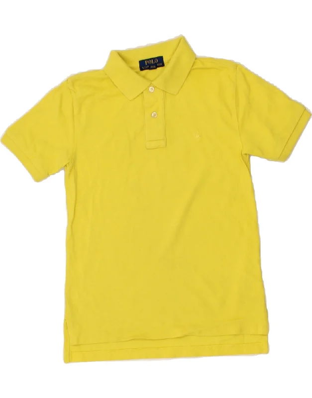 men's designer polo shirts -POLO RALPH LAUREN Boys Polo Shirt 7-8 Years Small Yellow Cotton